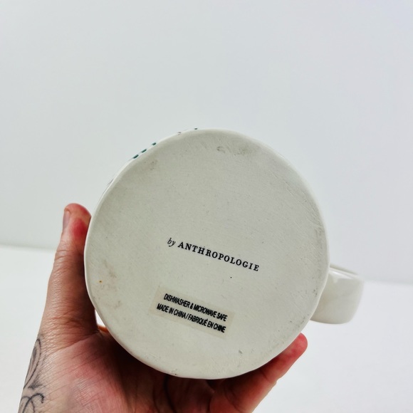 Anthropologie Cream ‘J’ Initial Floral Hand-painted Ceramic Large Mug - Picture 9 of 11